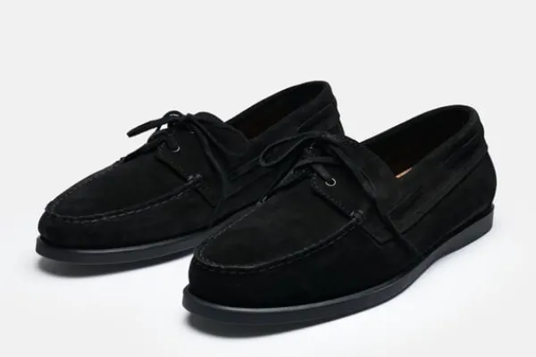 MORJAS Boat Shoes>The Boat Shoe BlackSuede