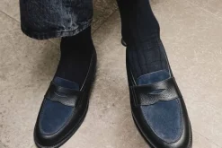 MORJAS Loafers>The Penny Loafer BlackGrainu&NavySuede