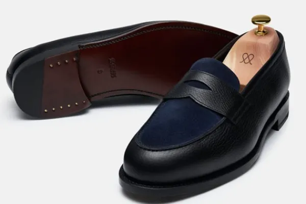 MORJAS Loafers>The Penny Loafer BlackGrainu&NavySuede