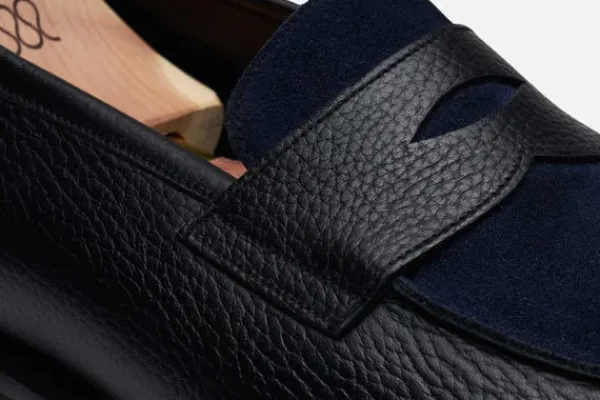 MORJAS Loafers>The Penny Loafer BlackGrainu&NavySuede