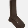 MORJAS Socks>The Wool Sock Mid-BrownRibbed