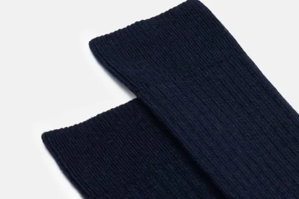 MORJAS Socks>The Wool Sock NavyRibbed