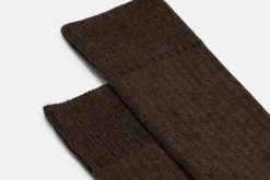 MORJAS Socks>The Wool Sock Mid-BrownRibbed