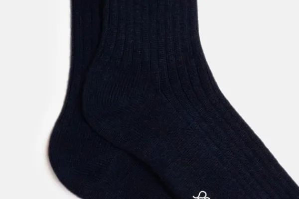 MORJAS Socks>The Wool Sock NavyRibbed